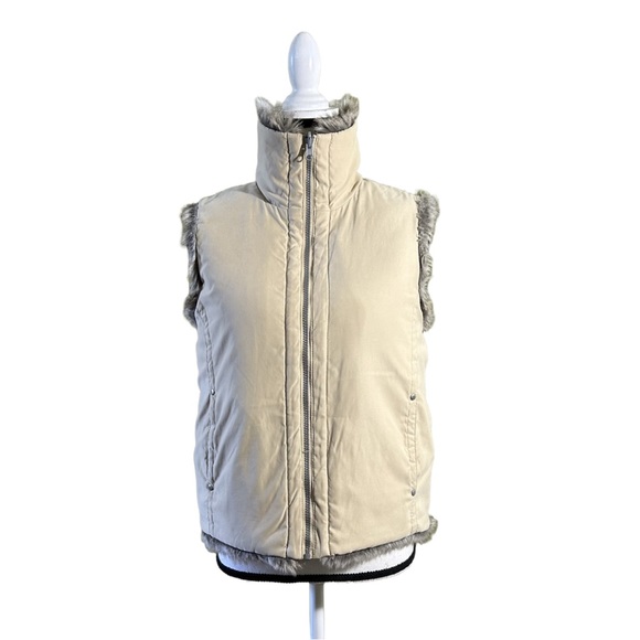 Weatherproof Garment Company Women’s Faux Fur Reversible Zip-Up Vest Tan M - Picture 4 of 7
